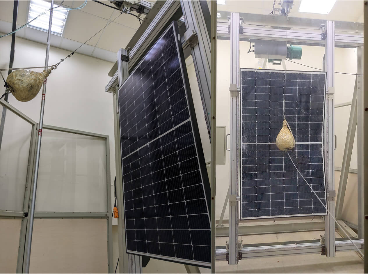 Solar panel hail impact and breakage testing system